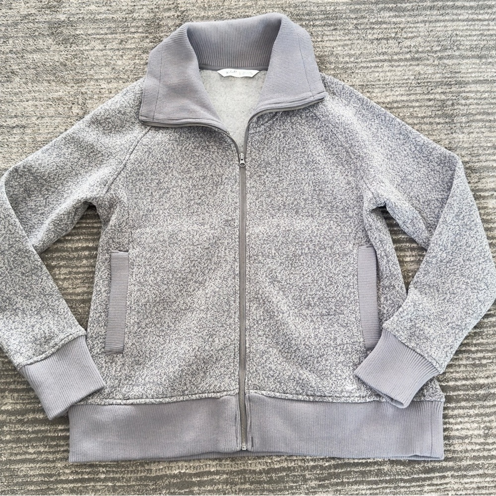Woolrich Women's Size Large Full Zip Fleece Jacket Coat Gray Collared